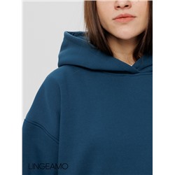 Женский худи оверсайз из футера с начесом Lingeamo темно-бирюзовый ВК-24 (23)
