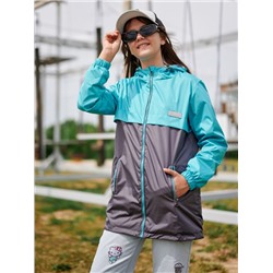 Ветровка-спорт на флисе для девочки сизый-серый