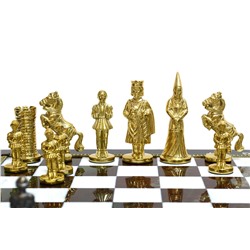 Шахматы подарочные из яшмы и долерита с бронзой "Камелот" 400*400мм