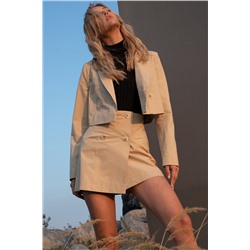 Костюм хлопковый с юбкой бежевый