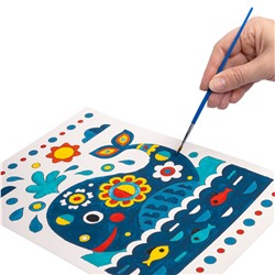 Раскраска для детей «Кит» с кисточкой и красками