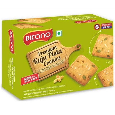 Premium KAJU PISTA COOKIES, Bikano (ПРЕМИУМ КАДЖУ ПИСТА КУКИС печенье с кешью и фисташками, Бикано), 200 г.