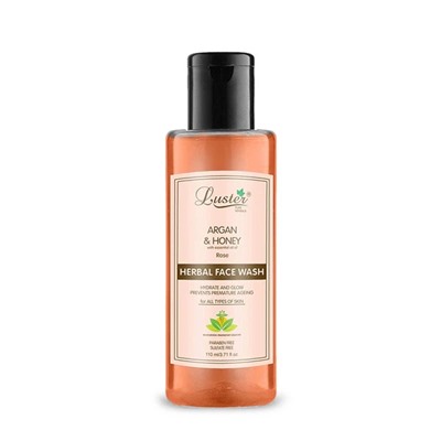 ARGAN & HONEY Face Wash, Luster (АРГАНА И МЁД травяной гель для умывания без сульфатов и парабенов С ЭФИРНЫМ МАСЛОМ РОЗЫ, Ластер), 110 мл.