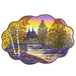 Картина с рисунком из камня, осенний вечер "облачко" 46*31,5см, 700г
