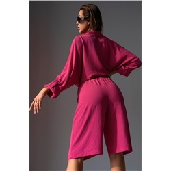 Женский летний костюм оверсайз из ткани-жатка Happyfox