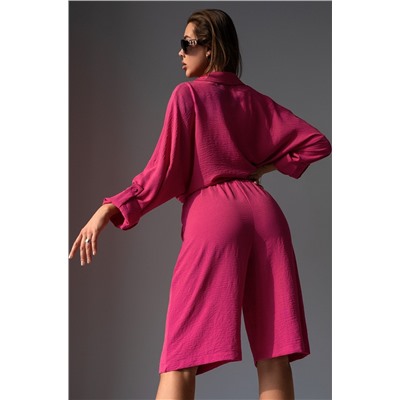 Женский летний костюм оверсайз из ткани-жатка Happyfox