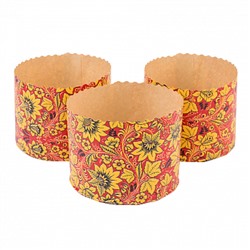 Форма для кулича "Красно-золотая" d=9 см, набор 10 шт