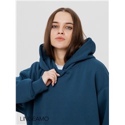 Женский худи оверсайз из футера с начесом Lingeamo темно-бирюзовый ВК-24 (23)