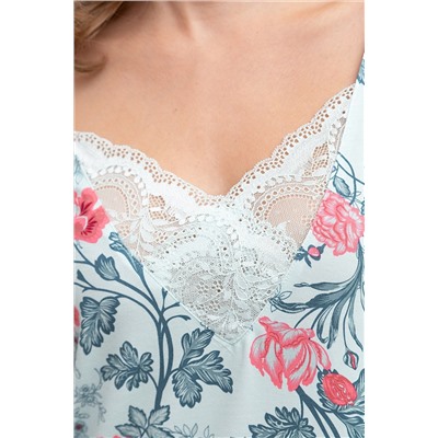 Комплект жен: фуфайка(футболка) д/рук, брюки Mia Cara SS23WJ333 Blueberry Night (Аква/пионы)