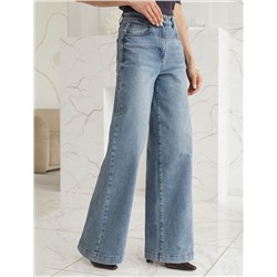 Джинсы трубы прямые с декоративной стиркой из эластичного денима