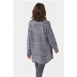 Кардиган вязаный оверсайз без застежки фиолетово-голубой