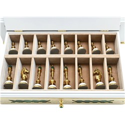 Элитные шахматы ручной работы с малахитом и гравюрой Златоуст