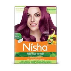 WINE BURGUNDY Nisha Creme Hair Color (ВИННЫЙ БУРГУНДИ крем-краска для волос, Ниша), 20 г + 20 мл + 6 мл.