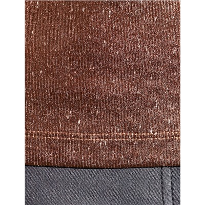 Футболка облегающая из хлопка в рубчик с V вырезом и матовым покрытием металлик