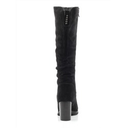 M19-650 BLACK Сапоги женские (натуральная замша, натуральный мех (полностью)) размер 38