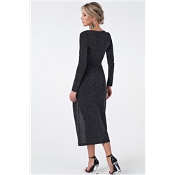 Платье прилегающего силуэта из трикотажа с люрексом черное