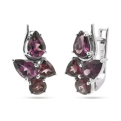 Серьги из серебра родолит, Рапан