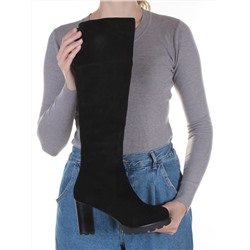 M18-394 C130 BLACK Сапоги зимние женские (натуральная замша, натуральный мех (еврозима)) размер 36