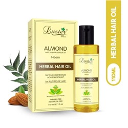 ALMOND Herbal Hair Oil, Luster (МИНДАЛЬ травяное масло для волос с экстрактом нима, Ластер), 110 мл.