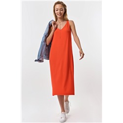 Платье летнее миди трикотажное оранжевое