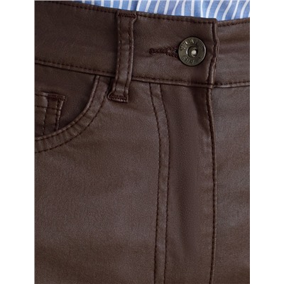 Брюки-трубы из эластичного хлопка с эффектом кожи