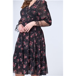 DaLi 4452 чёрный+цветы, Платье