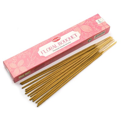 FLORAL BOUQUET Premium Masala Incense, Hem (ЦВЕТОЧНЫЙ БУКЕТ премиум масала благовония палочки, Хем), уп. 15 г.