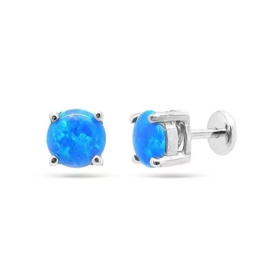 Серьги из серебра опал синий, Ю-25001р