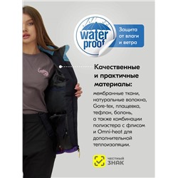 Горнолыжный костюм женский зимний темно-фиолетового цвета 07081TF
