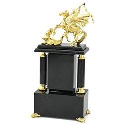 Часы каминные из чароита и долерита "Георгий Победоносец" 150*70*330мм