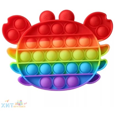 POP IT antistress Сенсорная игрушка КРАБИК радужный / Вечная пупырка, popit_crab