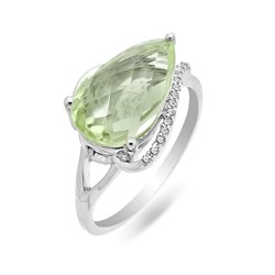 Кольцо из серебра зеленый аметист, Грацио