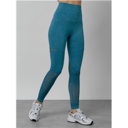 Легинсы для фитнеса женские бирюзового цвета 1004Br