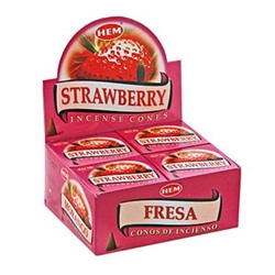 Hem Incense CONES STRAWBERRY (Благовония конусы КЛУБНИКА, Хем), уп. 10 конусов.