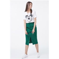 Юбка-карандаш трикотажная миди зеленая