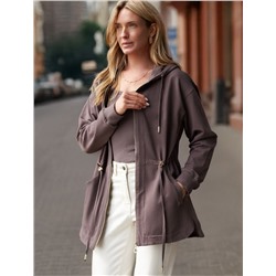 Парка с золотистой фурнитурой из тонкого эластичного футера