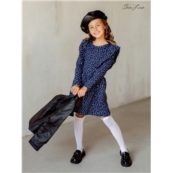 Платье София рукав синие маки на черном ФМ