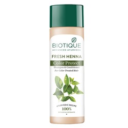 FRESH HENNA Colour Protect Shampoo & Conditioner, Biotique (НАТУРАЛЬНАЯ ХНА, Защита цвета, Шампунь-кондиционер для окрашенных волос, Биотик), 190 мл.