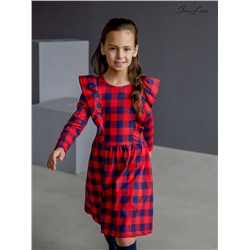 Платье София рукав красная клетка ФМ