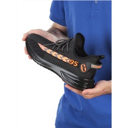 HA102-3 BLACK/ORANGE Кроссовки летние мужские (текстиль) размер
