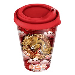 Стакан "IZI-GO" с крышкой 420 мл с декором (красный) 222105906/03