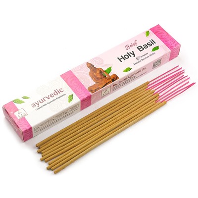 Ayurvedic HOLY BASIL Premium Masala Incense Sticks, Balaji (СВЯЩЕННЫЙ БАЗИЛИК премиальные масала благовония, Баладжи), уп. 15 г.
