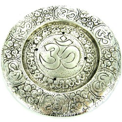 Подставка под благовония КРУГЛАЯ С ОМКАРОЙ (металл, 12 см.), 1 шт.