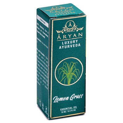 LEMON GRASS Essential Oil, ARYAN (ЛЕМОНГРАСС премиальное эфирное масло, АРЬЯН), 12 мл. - СРОК ГОДНОСТИ ДО 30 СЕНТЯБРЯ 2024 ГОДА + С ПОДТЁКАМИ