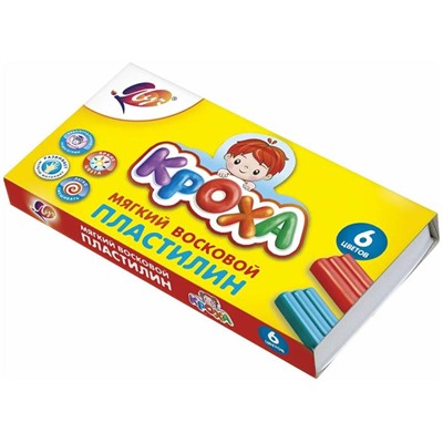 Пластилин  6 цв. Луч 99гр. Кроха мягкий восковой со стеком 12С 863-08