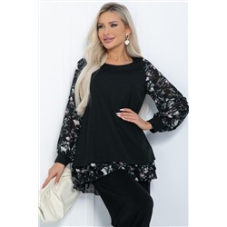 Блуза Хелли (черная/тюльпаны) Б11371