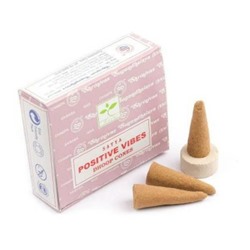 POSITIVE VIBES DHOOP CONES, Satya (ПОЗИТИВНЫЕ ВИБРАЦИИ конусные благовония, Сатья), уп. 12 конусов + подставка.
