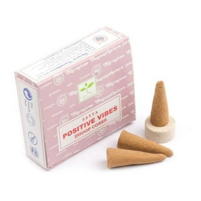 POSITIVE VIBES DHOOP CONES, Satya (ПОЗИТИВНЫЕ ВИБРАЦИИ конусные благовония, Сатья), уп. 12 конусов + подставка.