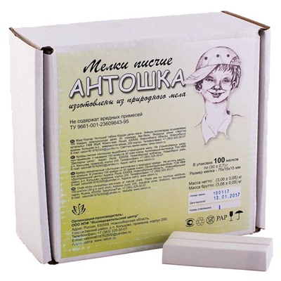 Мел белый штучный Антошка 100шт.(выпис.по 100 шт.)