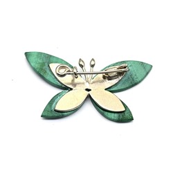 Брошь малахит "Мотылёк" 33*24мм.